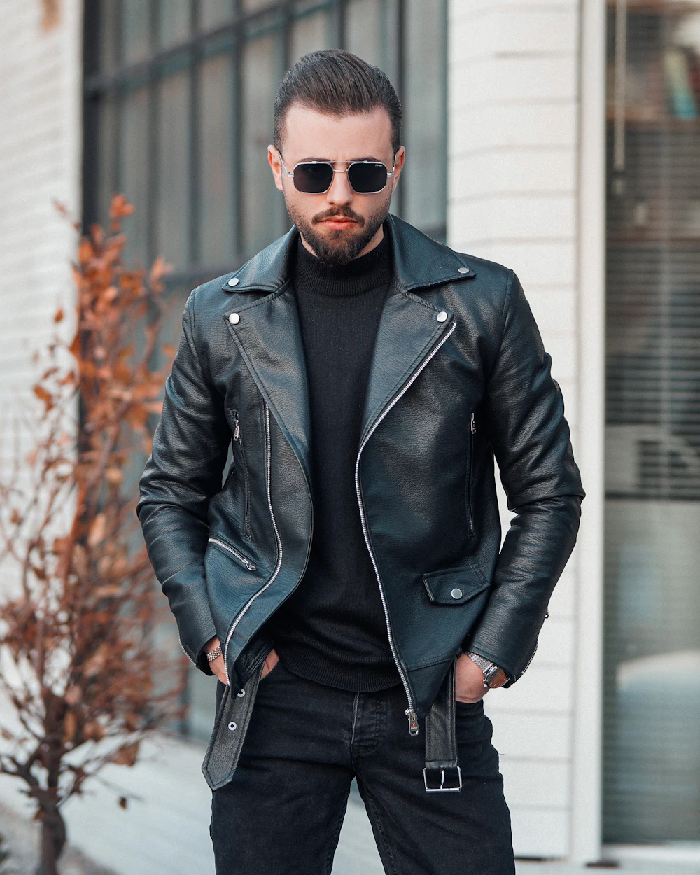 Ryder Men's Black Lambskin Biker Jacket
