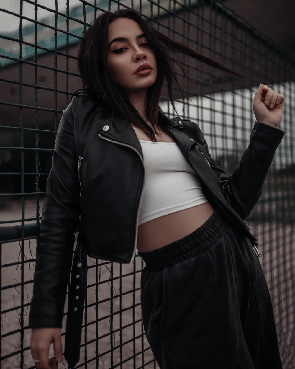 Mia Women's Black Cropped Leather Jacket