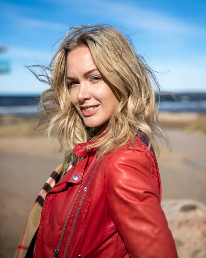 Iris Women's Red Lambskin Biker Jacket